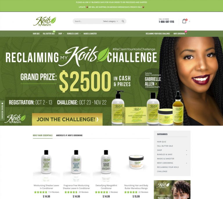 Koils By Nature Shopify Theme design | Mage H.D. Inc