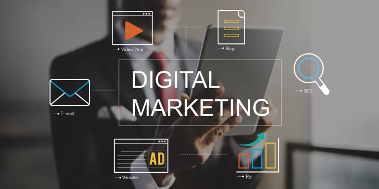 Digital Marketing Graphics Showing the different icons representing Digital Marketing.